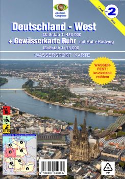 Jübermann Wassersport-Wanderkarte WW2 Deutschland West mit Karte der Ruhr