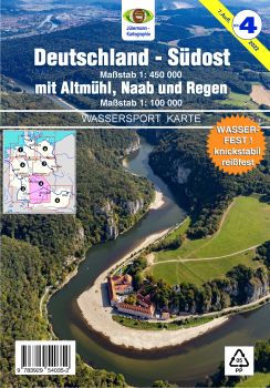 Jübermann Wassersport-Wanderkarte WW4 Deutschland Südost mit Altmühl, Naab und Regen