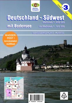 Jübermann Wassersport-Wanderkarte WW3  Deutschland-Südwest mit Bodensee