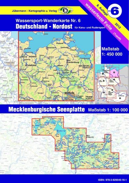 Jübermann Wassersport-Wanderkarte WW6 Deutschland-Nordost